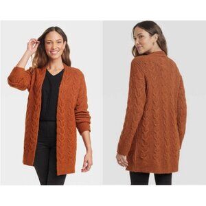 Knox Rose Women's Open-Front Cardigan Orange XS